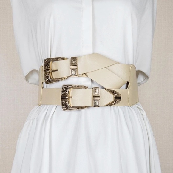 Wide snap Back Double Buckle Belt main image 4
